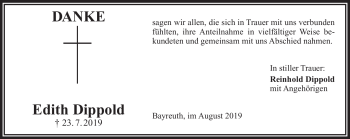 Anzeige von Edith Dippold von Nordbayerischer Kurier
