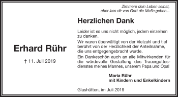 Anzeige von Erhard Rühr von Nordbayerischer Kurier
