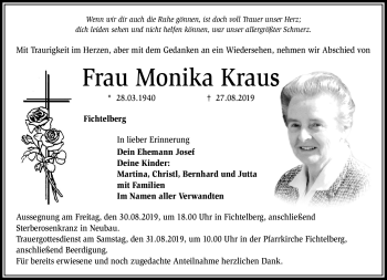 Anzeige von Monika Kraus von Nordbayerischer Kurier