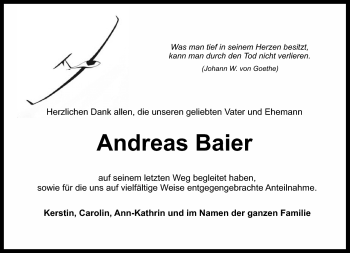 Anzeige von Andreas Baier von Nordbayerischer Kurier