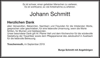 Anzeige von Johann Schmitt von Nordbayerischer Kurier