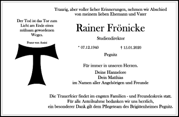 Anzeige von Rainer Frönicke von Nordbayerischer Kurier