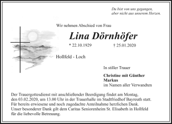 Anzeige von Lina Dörnhöfer von Nordbayerischer Kurier