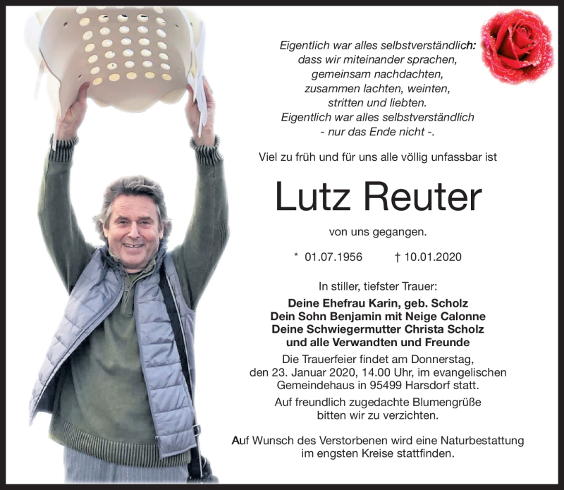  Traueranzeige für Lutz Reuter vom 18.01.2020 aus Nordbayerischer Kurier