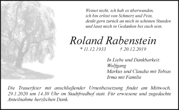 Anzeige von Roland Rabenstein von Nordbayerischer Kurier