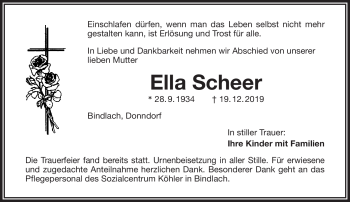 Anzeige von Ella Scheer von Nordbayerischer Kurier