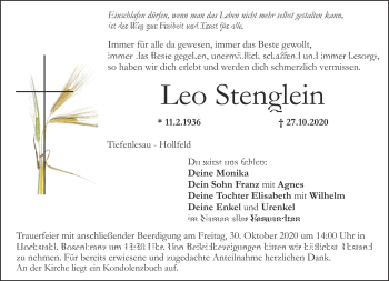 Anzeige von Leo Stenglein von Nordbayerischer Kurier