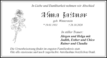 Anzeige von Alma Jaitner von Nordbayerischer Kurier