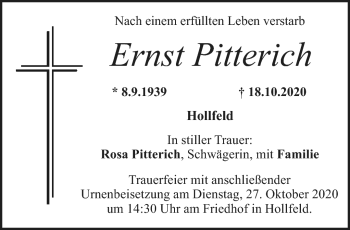 Anzeige von Ernst Pitterich von Nordbayerischer Kurier