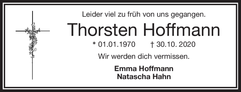  Traueranzeige für Thorsten Hoffmann vom 13.11.2020 aus Nordbayerischer Kurier