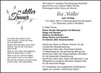 Anzeige von Ilse Müller von Nordbayerischer Kurier