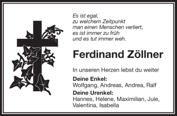 Anzeige von Ferdinand Zöllner von Nordbayerischer Kurier
