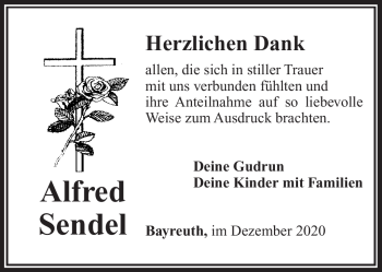 Anzeige von Alfred Sendel von Nordbayerischer Kurier
