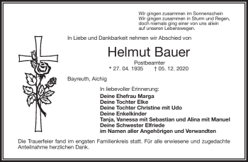 Anzeige von Helmut Bauer von Nordbayerischer Kurier