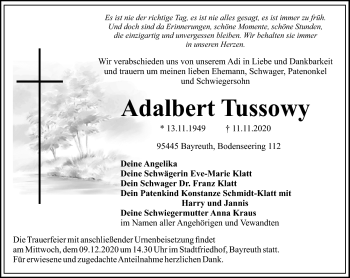 Anzeige von Adalbert Tussowy von Nordbayerischer Kurier