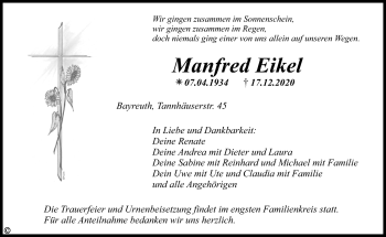 Anzeige von Manfred Eikel von Nordbayerischer Kurier