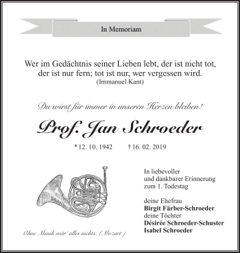 Anzeige von Jan Schroeder von Nordbayerischer Kurier