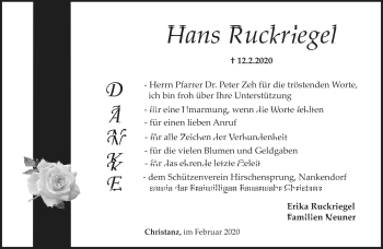 Anzeige von Hans Ruckriegel von Nordbayerischer Kurier