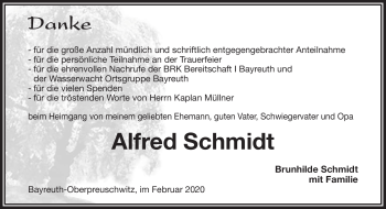 Anzeige von Alfred Schmidt von Nordbayerischer Kurier