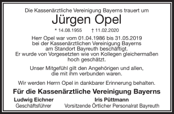 Anzeige von Opel Jürgen von Nordbayerischer Kurier