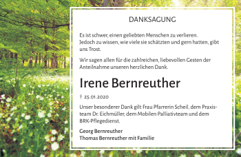 Anzeige von Irene Bernreuther von Nordbayerischer Kurier