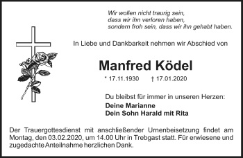 Anzeige von Manfred Ködel von Nordbayerischer Kurier