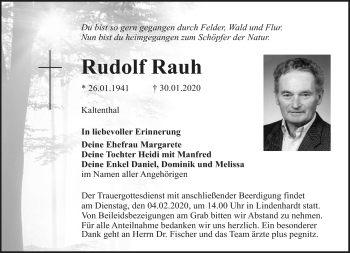 Anzeige von Rudolf Rauh von Nordbayerischer Kurier