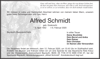 Anzeige von Alfred Schmidt von Nordbayerischer Kurier