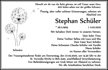 Anzeige von Stephan Schüler von Nordbayerischer Kurier