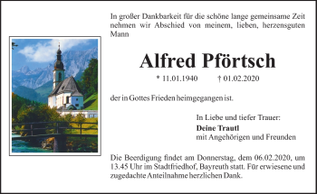 Anzeige von Alfred Pförtsch von Nordbayerischer Kurier