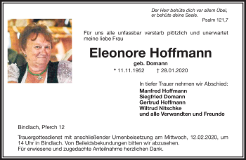 Anzeige von Eleonore Hoffmann von Nordbayerischer Kurier