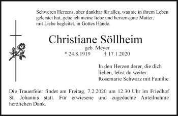 Anzeige von Christiane Söllheim von Nordbayerischer Kurier