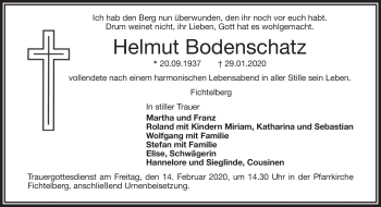 Anzeige von Helmut Bodenschatz von Nordbayerischer Kurier