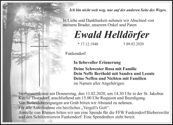 Anzeige von Ewald Helldörfer von Nordbayerischer Kurier