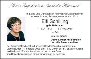 Anzeige von Elfi Schilling von Nordbayerischer Kurier