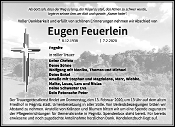 Anzeige von Eugen Feuerlein von Nordbayerischer Kurier