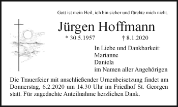 Anzeige von Jürgen Hoffmann von Nordbayerischer Kurier