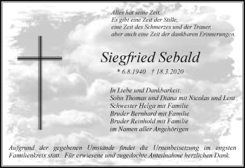 Anzeige von Siegfried Sebald von Nordbayerischer Kurier