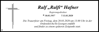 Anzeige von Ralf Hafner von Nordbayerischer Kurier