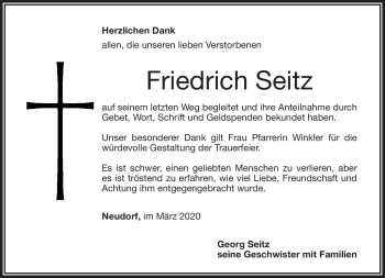 Anzeige von Friedrich Seitz von Nordbayerischer Kurier