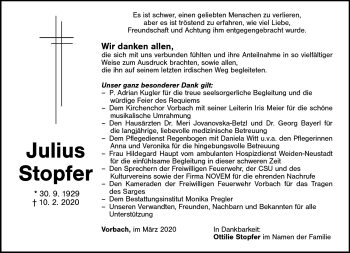 Anzeige von Julius Stopfer von Nordbayerischer Kurier
