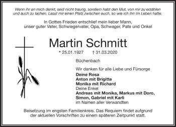 Anzeige von Martin Schmitt von Nordbayerischer Kurier