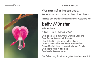 Anzeige von Betty Münster von Nordbayerischer Kurier