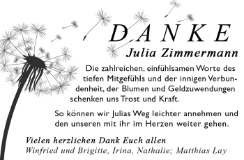 Anzeige von Julia Zimmermann von Nordbayerischer Kurier
