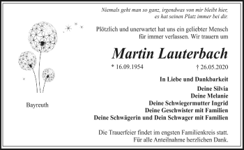 Anzeige von Martin Lauterbach von Nordbayerischer Kurier