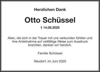 Anzeige von Otto Schüssel von Nordbayerischer Kurier