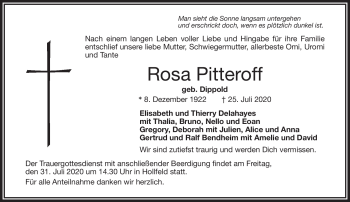 Anzeige von Rosa Pitteroff von Nordbayerischer Kurier