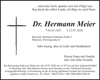 Anzeige von Hermann Meier von Nordbayerischer Kurier