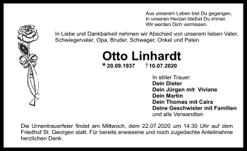 Anzeige von Otto Linhardt von Nordbayerischer Kurier