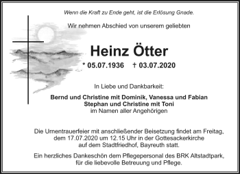 Anzeige von Heinz Ötter von Nordbayerischer Kurier